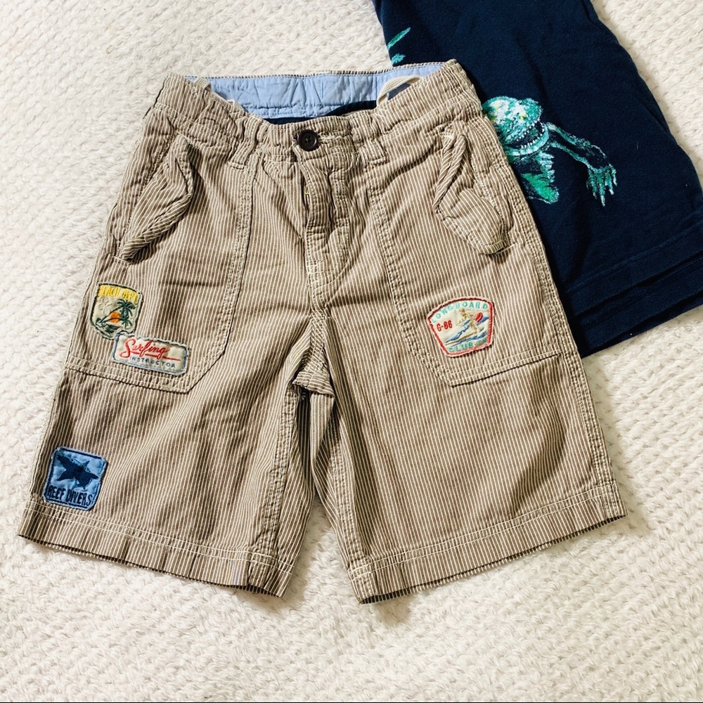 COPY - Gap kids striped 100% cotton shorts w/patches Sz 7